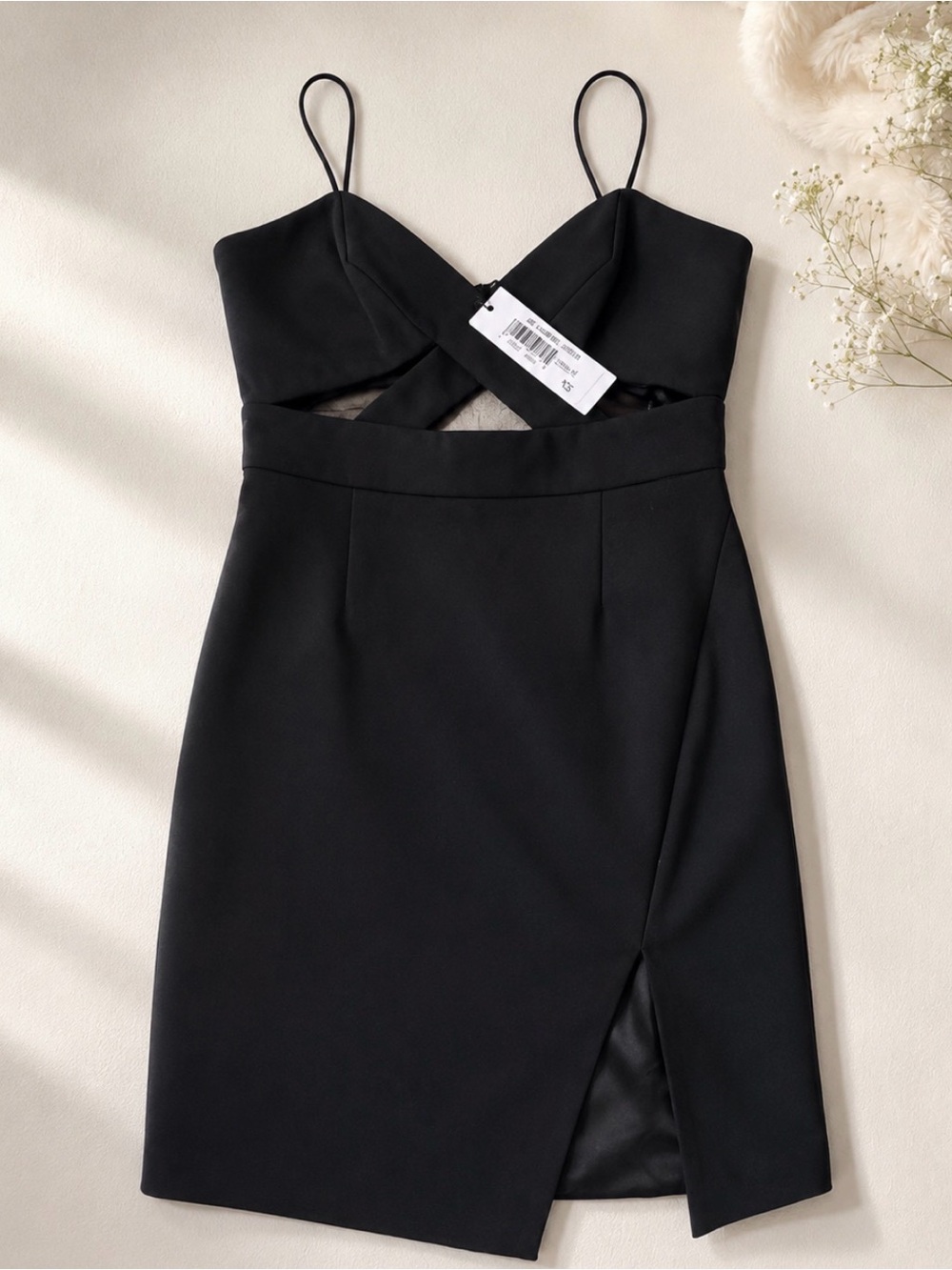JAYGODFREY Black Spaghetti-Strap Cutout Mini Dress